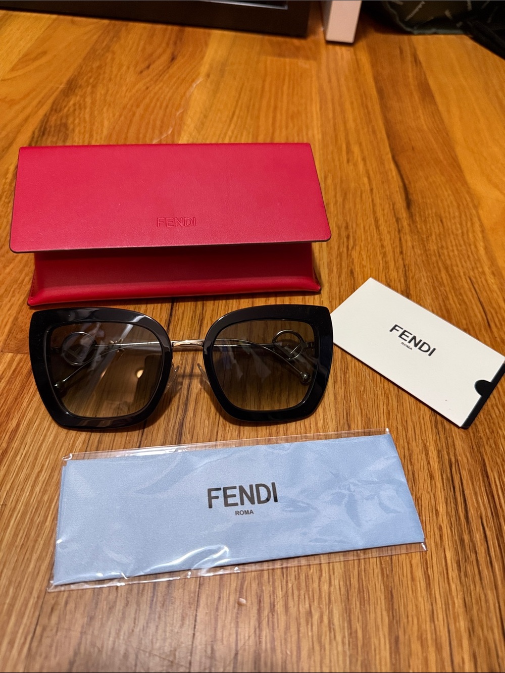 Fendi Black Oversized Square Sunglasses with Gradient Lenses